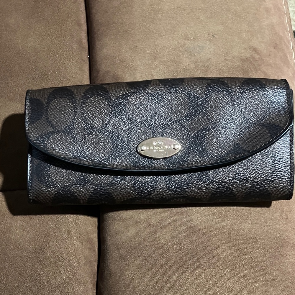Coach Brown and Black Signature Wallet